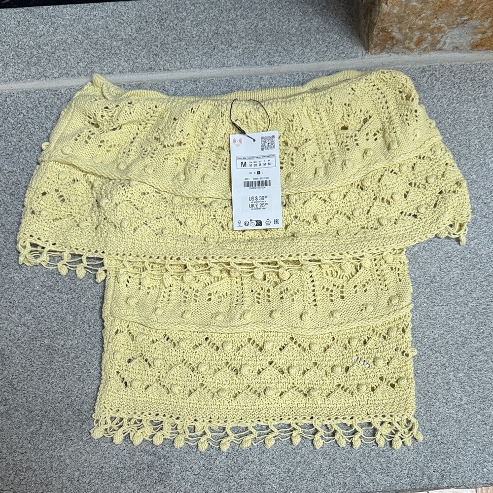 Zara Light Yellow Knit Top